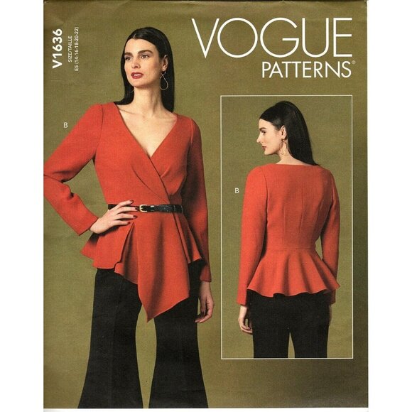 Vogue V1636 Misses 14 to 22 Blouse Wrap Top Uncut Sewing Pattern - Picture 1 of 2